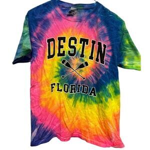 Destin Florida Youth Large Short Sleeve Cotton Tie Dyed Crew Neck Tee Shirt
